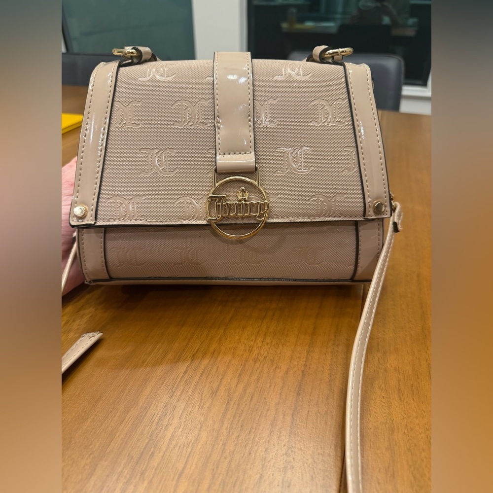 Juicy Couture Cafe Au Lait Monogram Mini Satchel + Crossbody Purse Bag Neutral - Picture 5 of 14